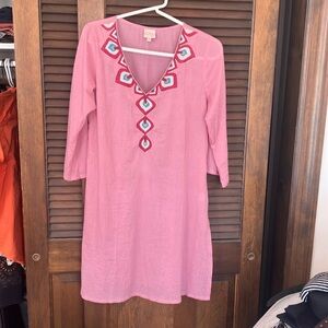 Asha Pink 100% Cotton 3/4 Sleeve Lightweight Tunic Top Size Medium